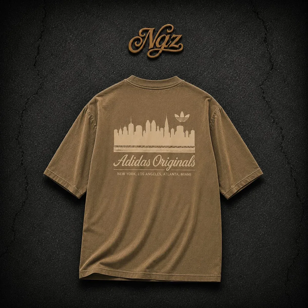 Adidas City Skylines — remera streetwear original, vista trasera