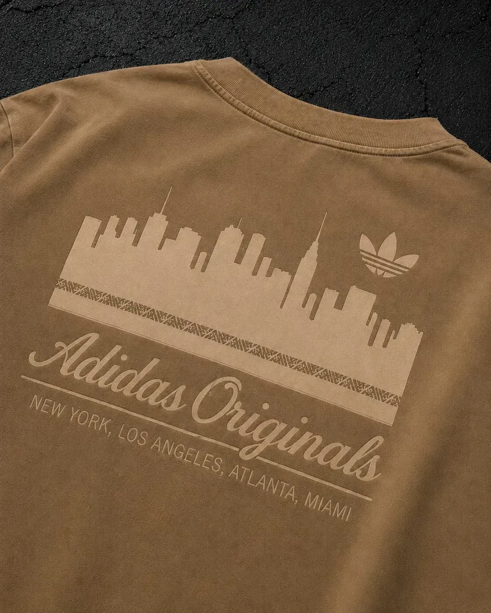 Adidas City Skylines — remera streetwear original, vista lateral