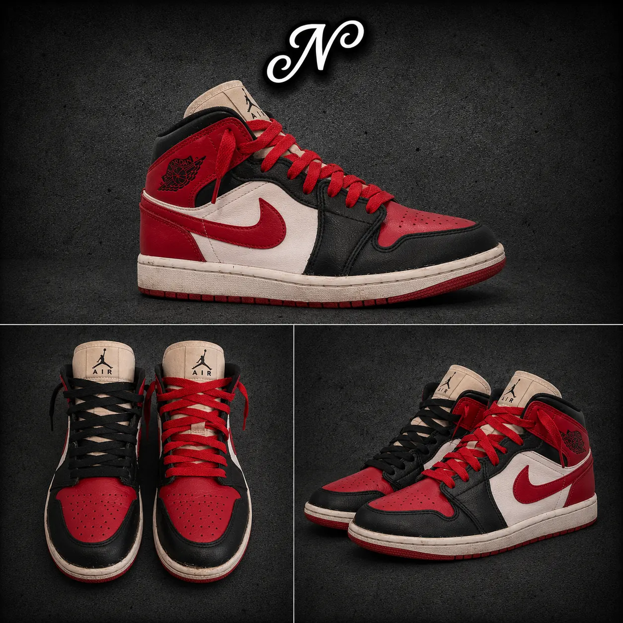 Air Jordan 1 Mid "Alternate Bred Toe" Nike — zapatilla streetwear original, vista frontal