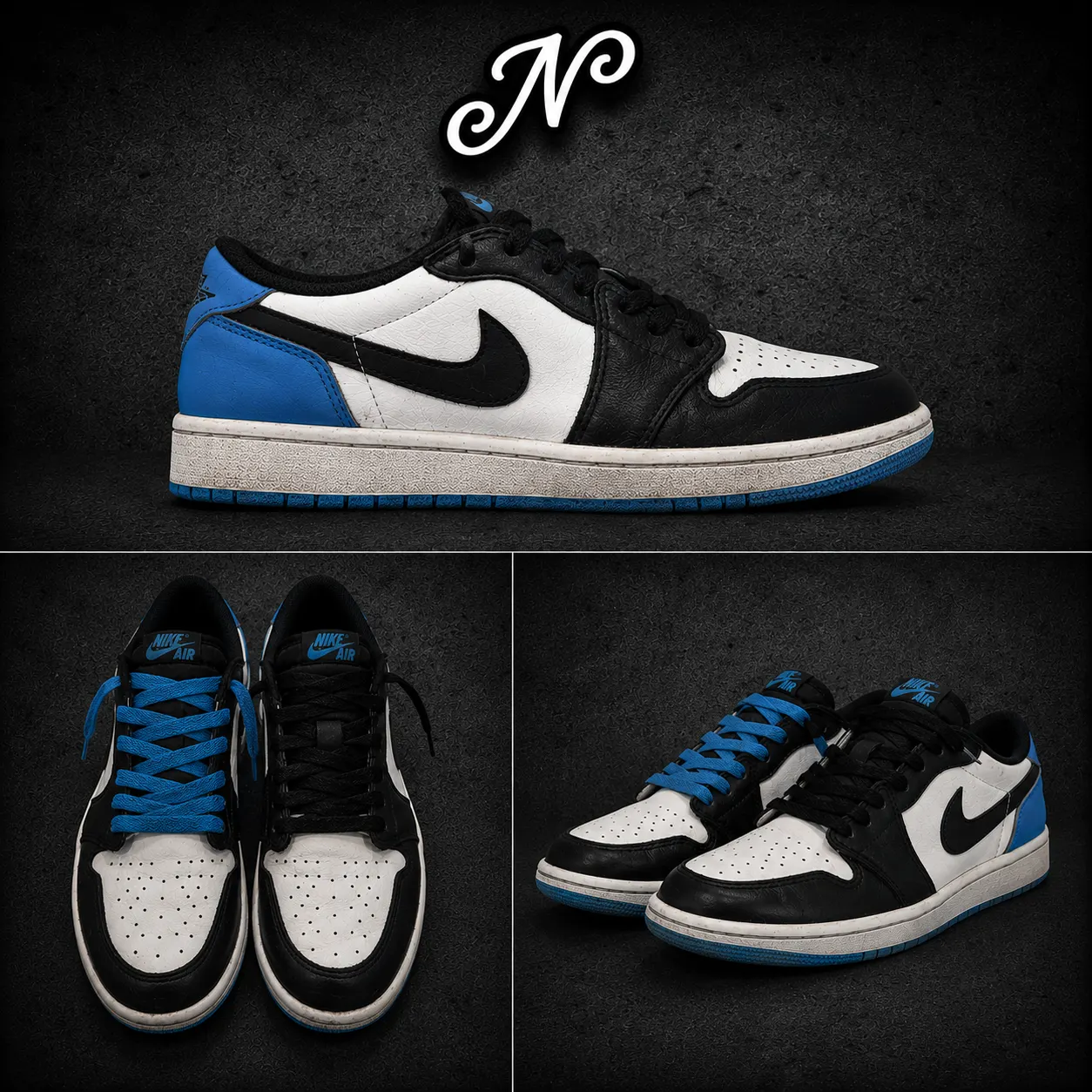 Air Jordan 1 Retro Low OG "Dark Powder Blue" Nike — zapatilla streetwear original, vista frontal