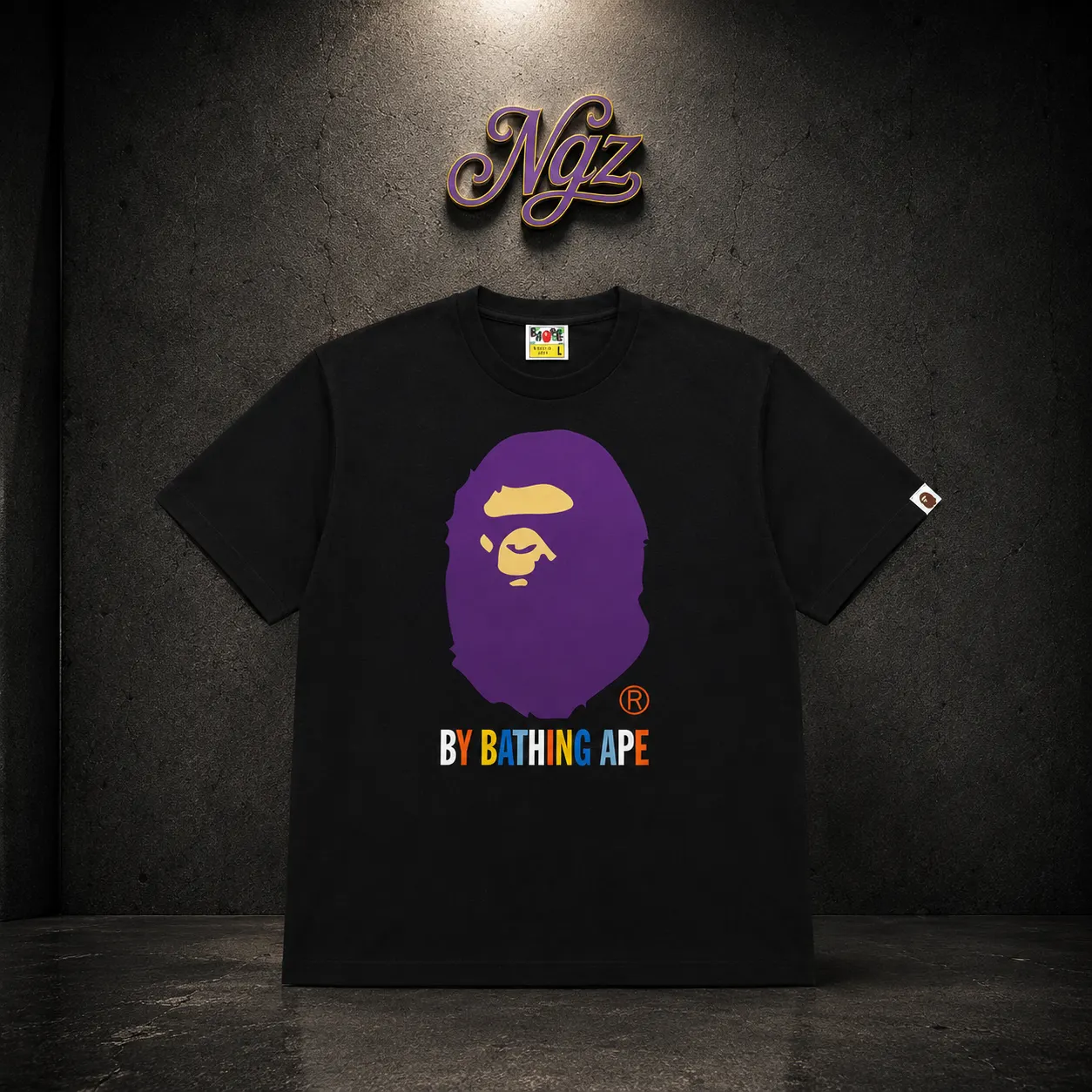 BAPE Colors By Bathing Ape Tee BlackPurple — remera streetwear original, vista frontal