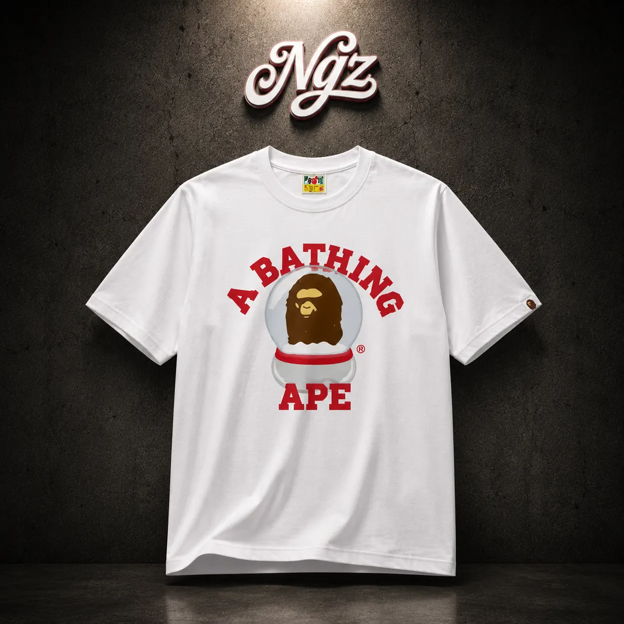 BAPE Snow Globe Ape Head Tee — remera streetwear original, vista frontal