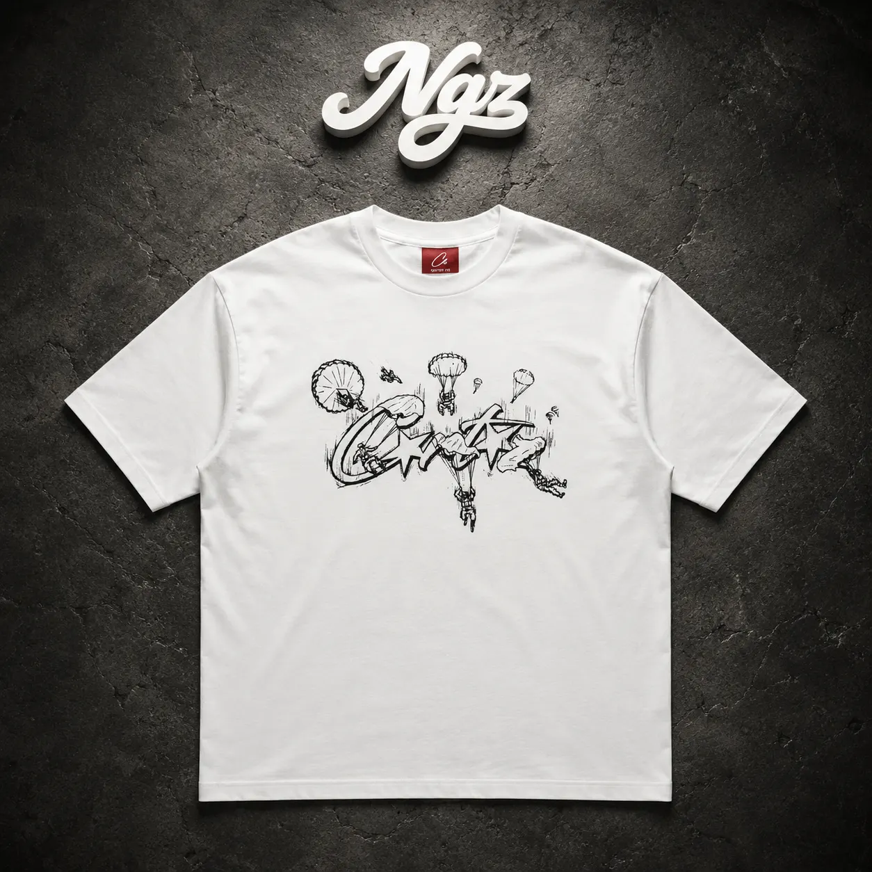Corteiz  Allstarz Skydiver Tee — remera streetwear original, vista frontal