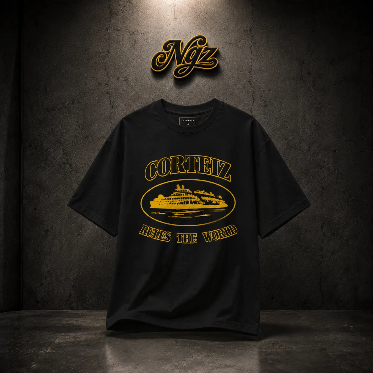 Corteiz OG Alcatraz Tee amarilla — remera streetwear original, vista frontal