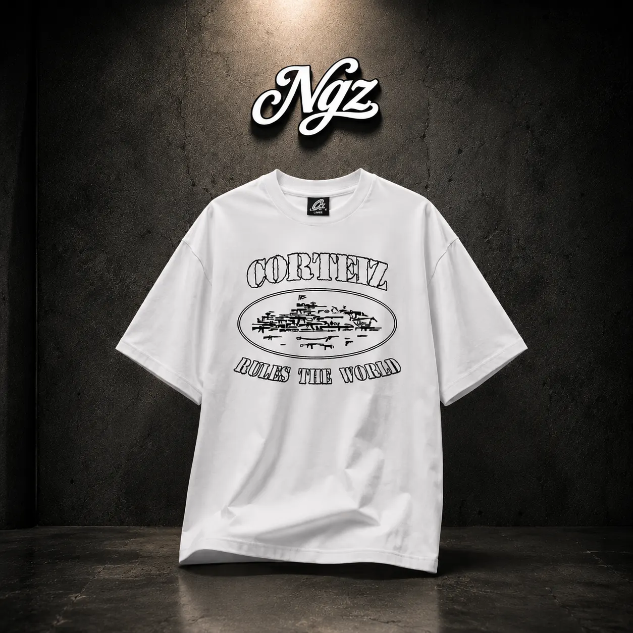 Corteiz OG Artillery Tee 'White — remera streetwear original, vista frontal