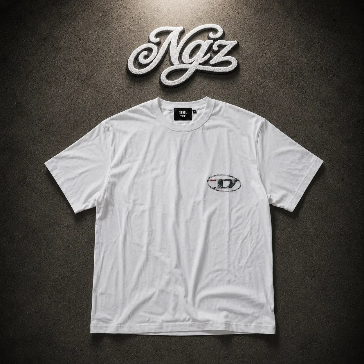 Diesel T-Wash-L6 Blanca — remera streetwear original, vista frontal