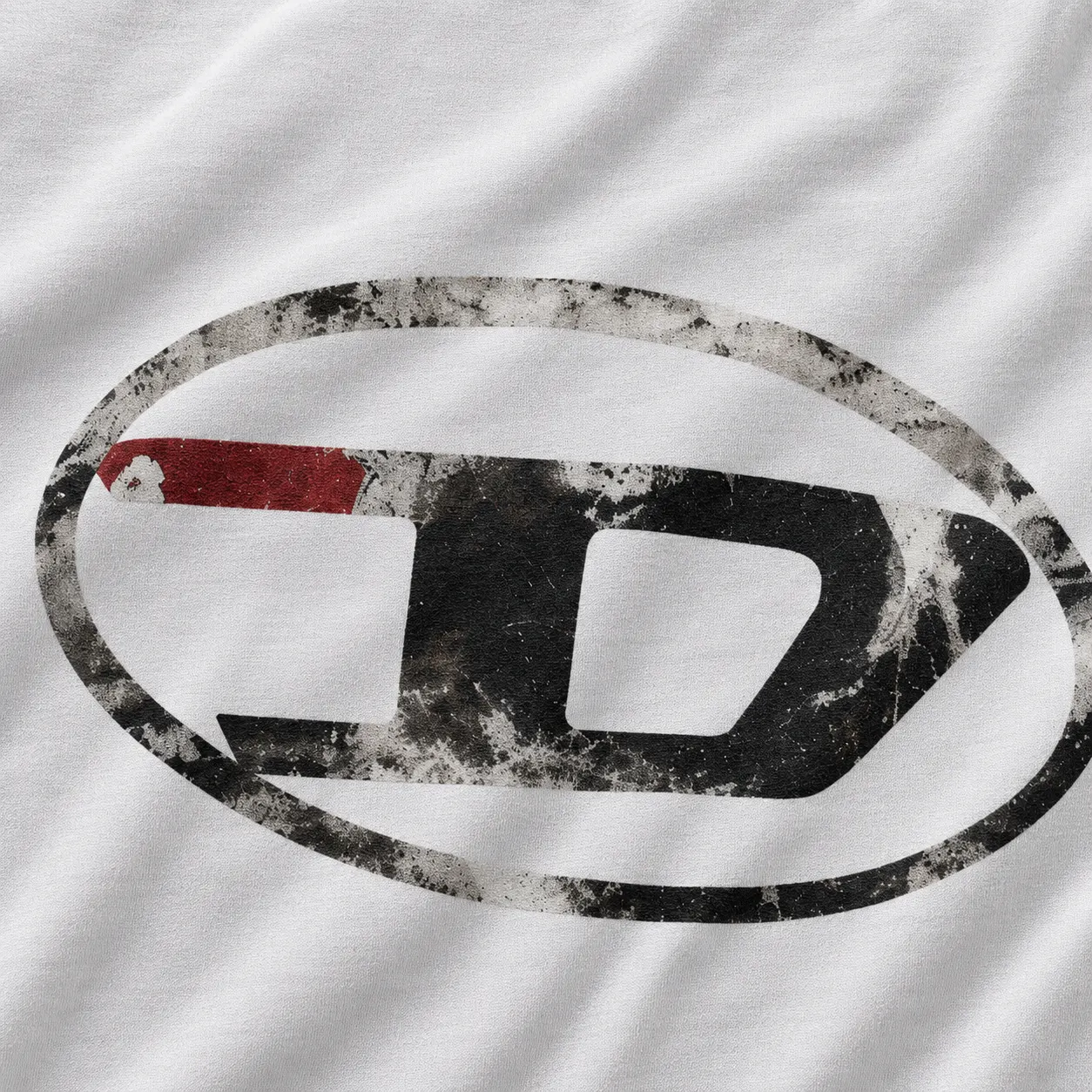 Diesel T-Wash-L6 Blanca — remera streetwear original, detalle