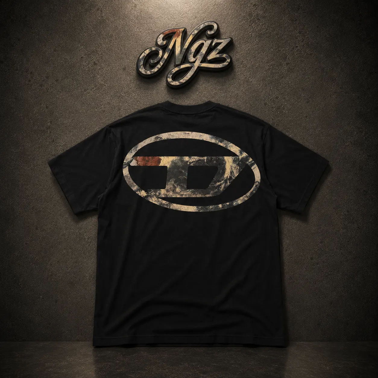 Diesel T-Wash-L6 Negra — remera streetwear original, vista trasera