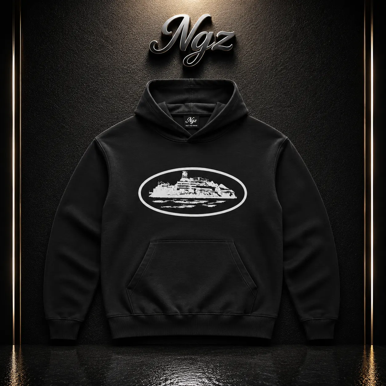 Hooide Corteiez Alcatraz Corteiz — buzo streetwear original, vista frontal