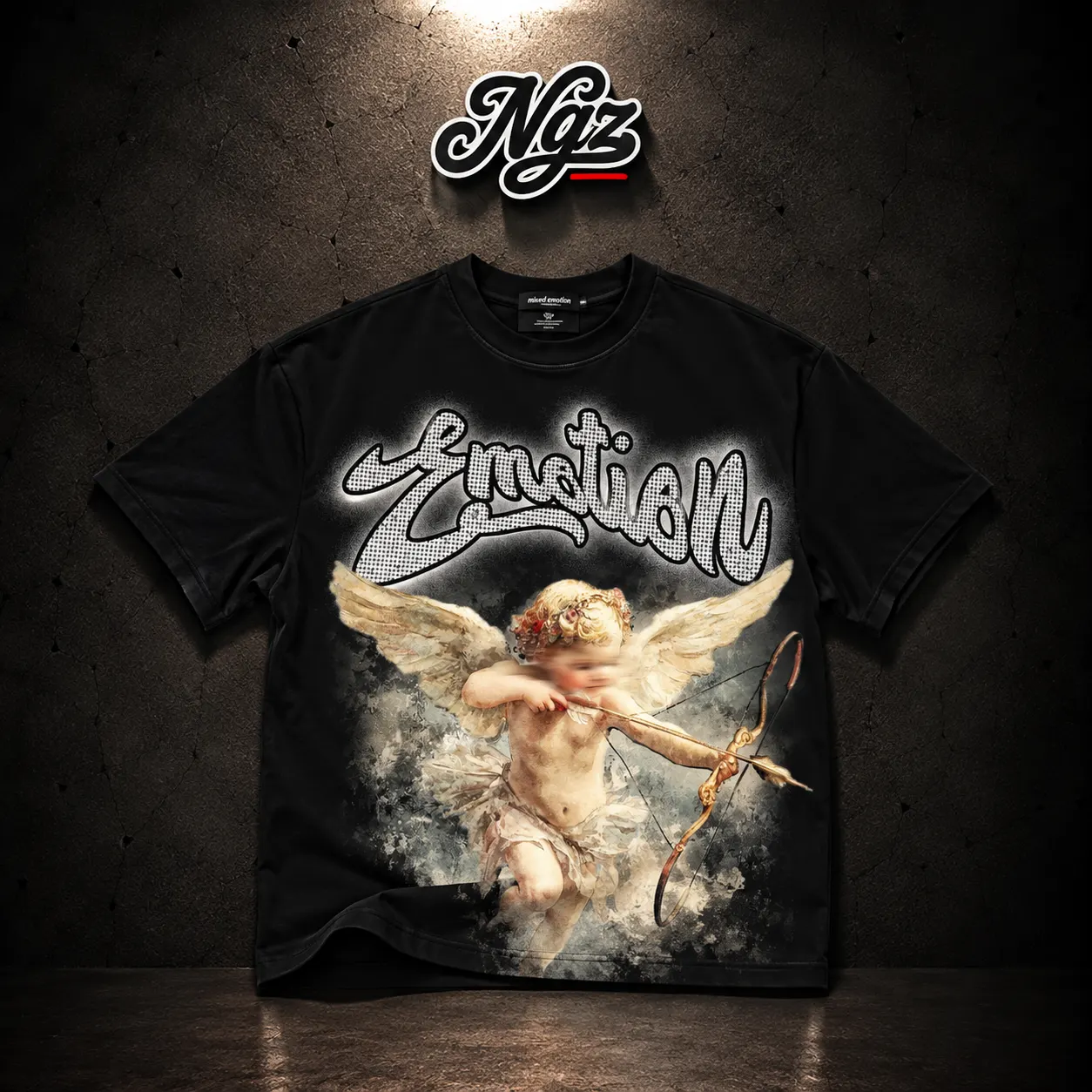 Mixed Emotion Black “Rhine tone” Cropped Tee Mixed Emotions — remera streetwear original, vista frontal