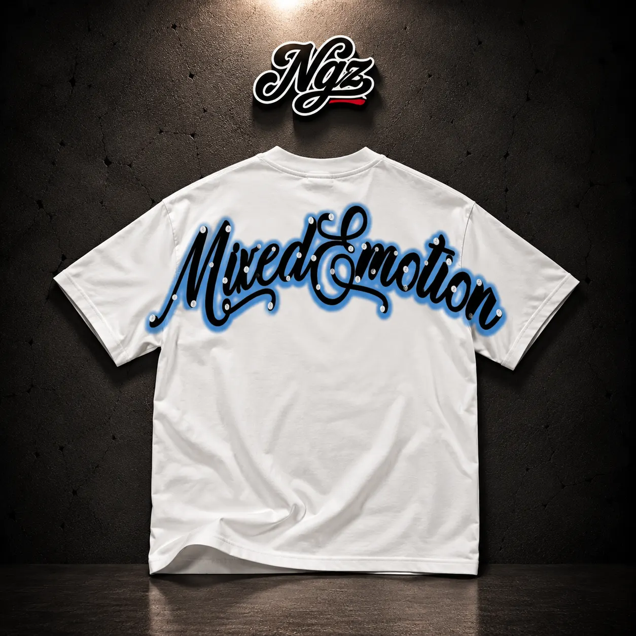 Mixed Emotion Blue “Rhine tone” Cropped Shirt Mixed Emotions — remera streetwear original, vista trasera