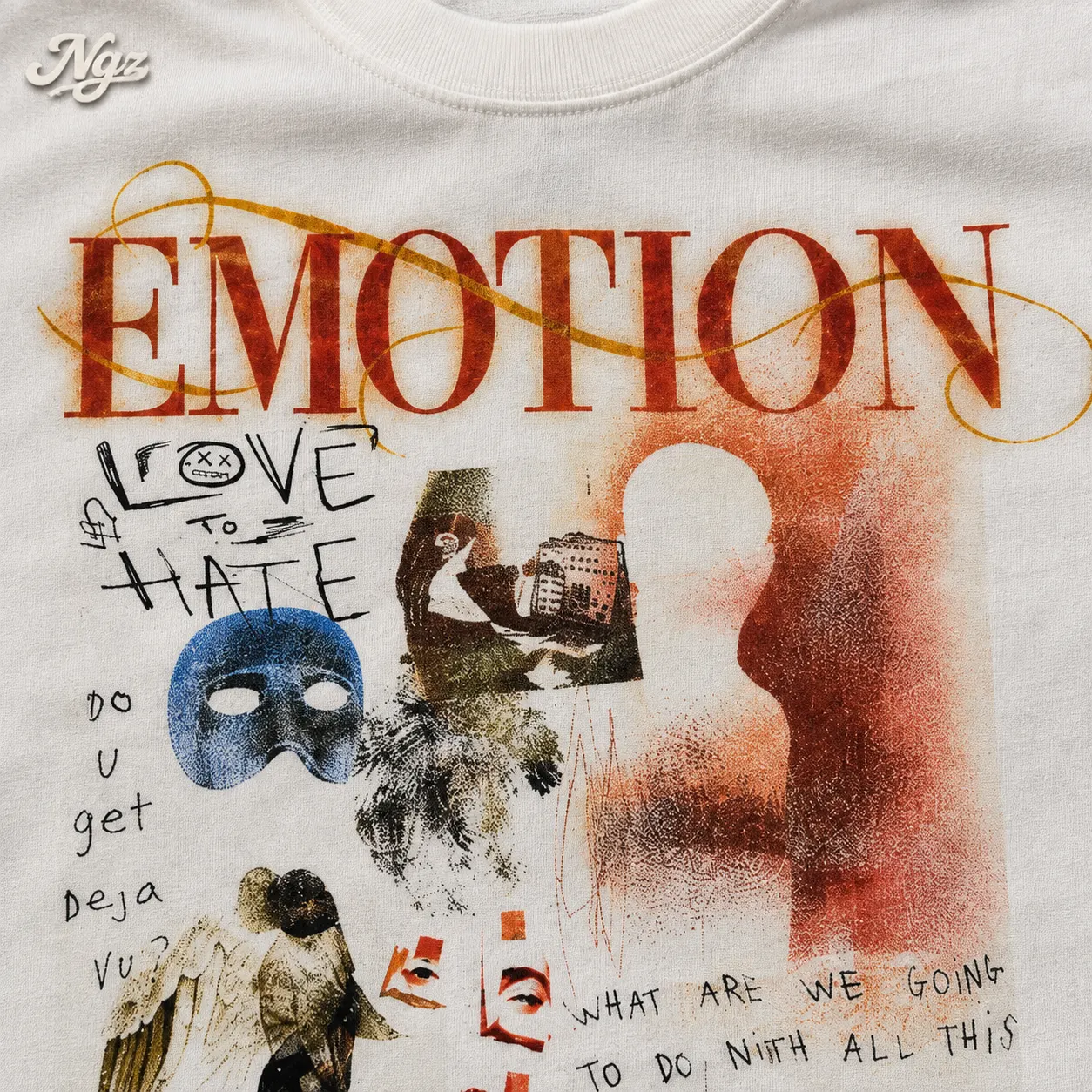 Mixed emotion Deja Vu Tee — remera streetwear original, detalle