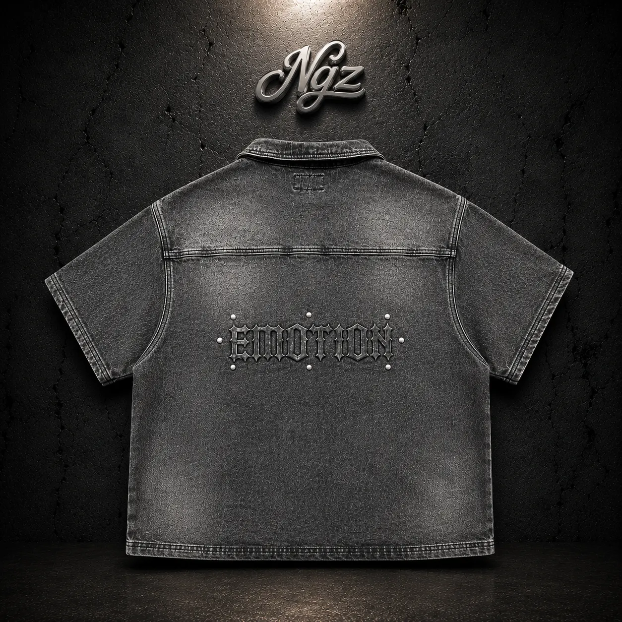 Mixed Emotions Paisley Denim Grey Shirt — remera streetwear original, vista trasera