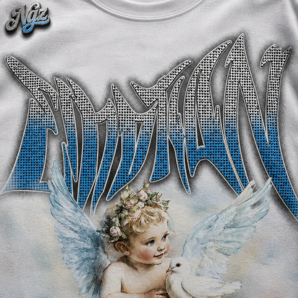 Mixed Emotions White Dove Rhinestone Tee — remera streetwear original, vista trasera