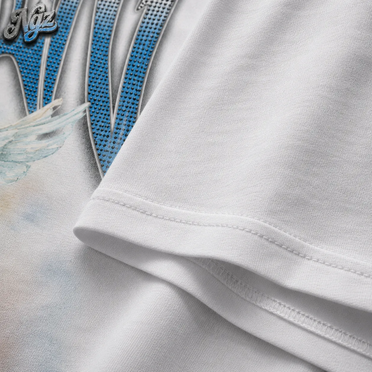 Mixed Emotions White Dove Rhinestone Tee — remera streetwear original, vista lateral