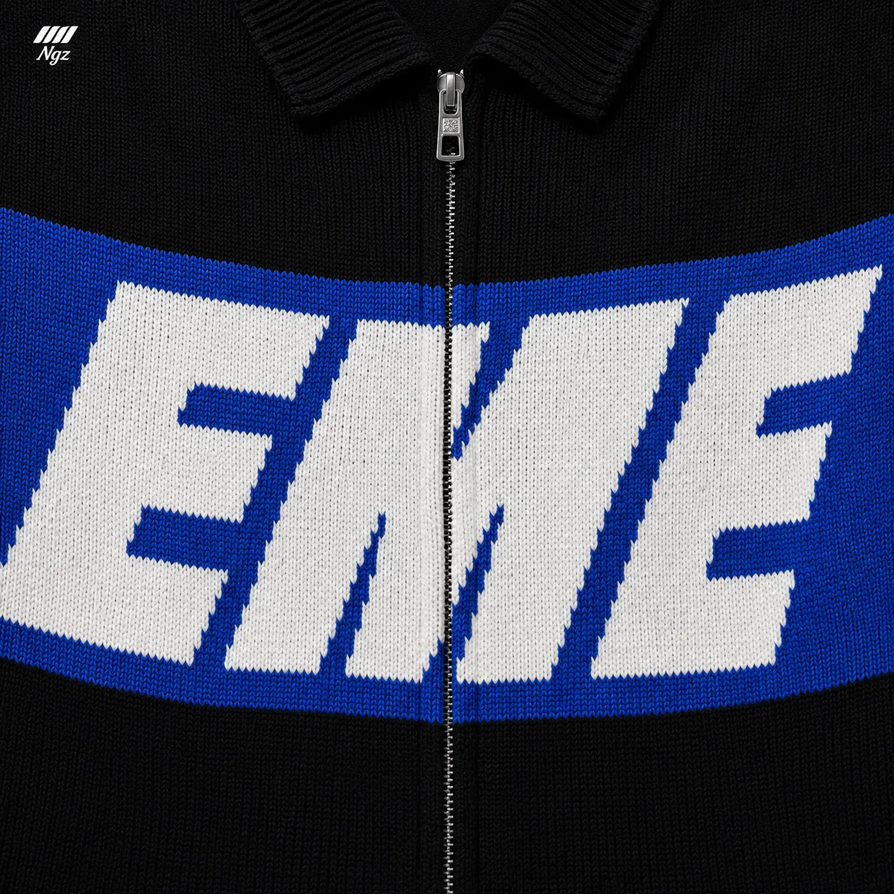 Thrill Sodalite R9 Zipper Knit EME Studios — buzo streetwear original, detalle