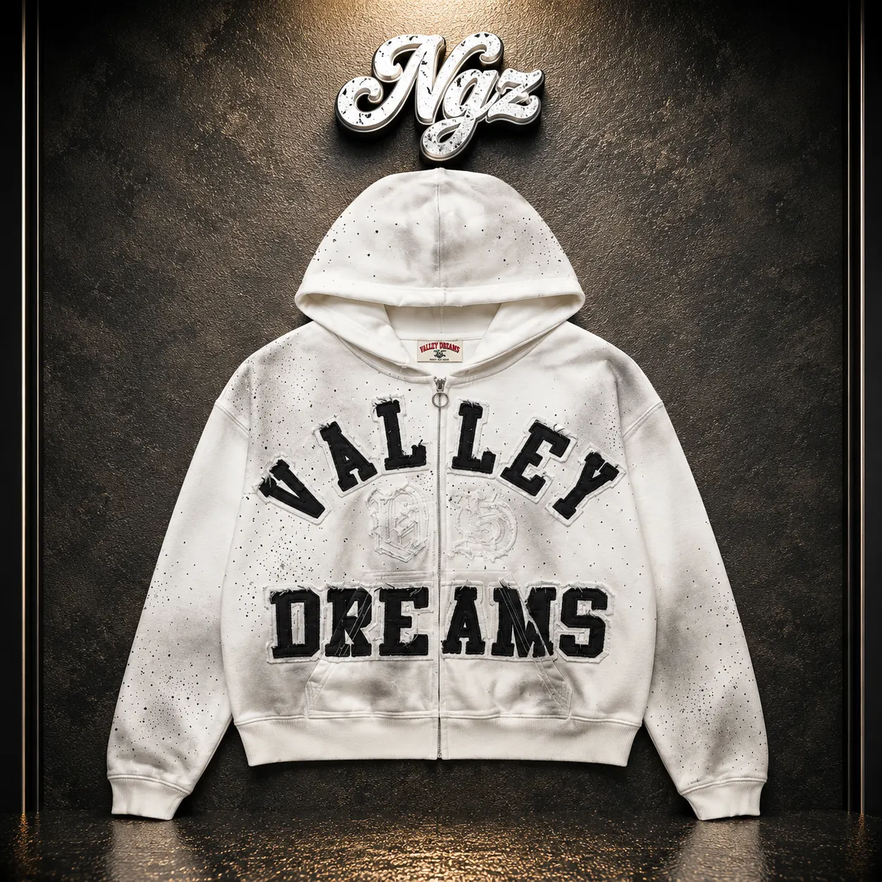 Vale Forever "Classico" White Valley — buzo streetwear original, vista frontal