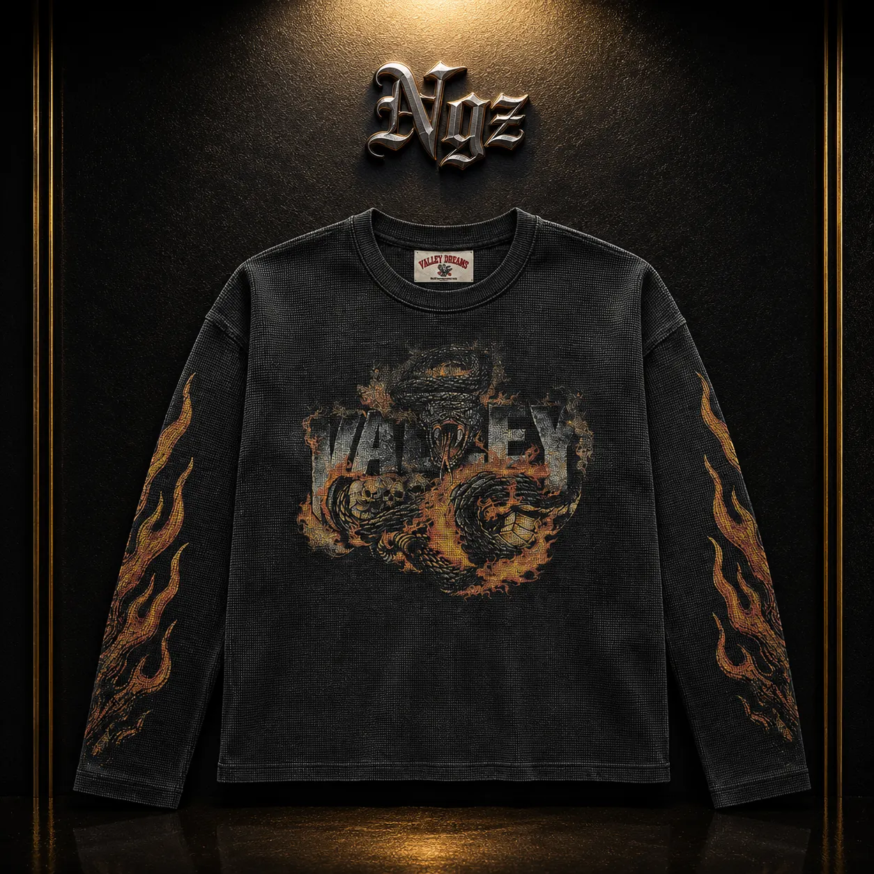 Vale Forever Serpent Thermal "Black" Valley — remera streetwear original, vista frontal