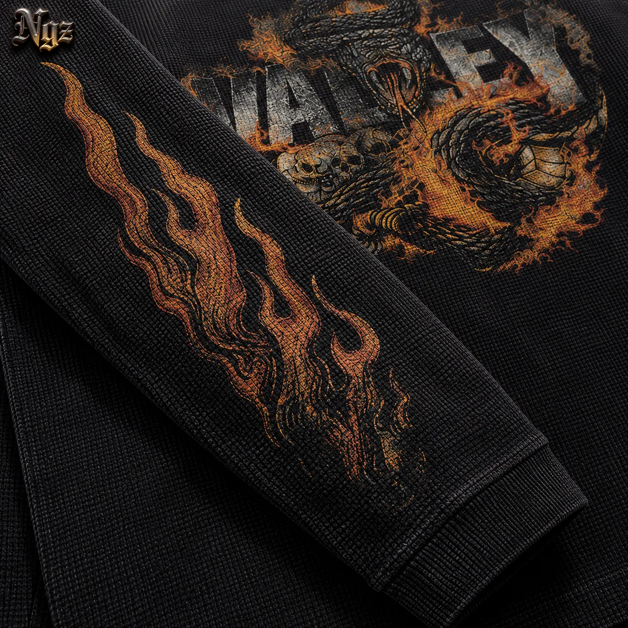Vale Forever Serpent Thermal "Black" Valley — remera streetwear original, detalle