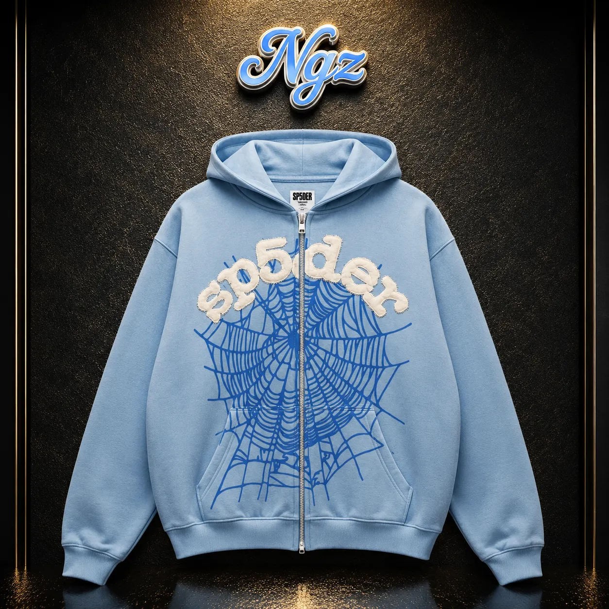 ZIP HOODIE SP5DER — buzo streetwear original, vista frontal